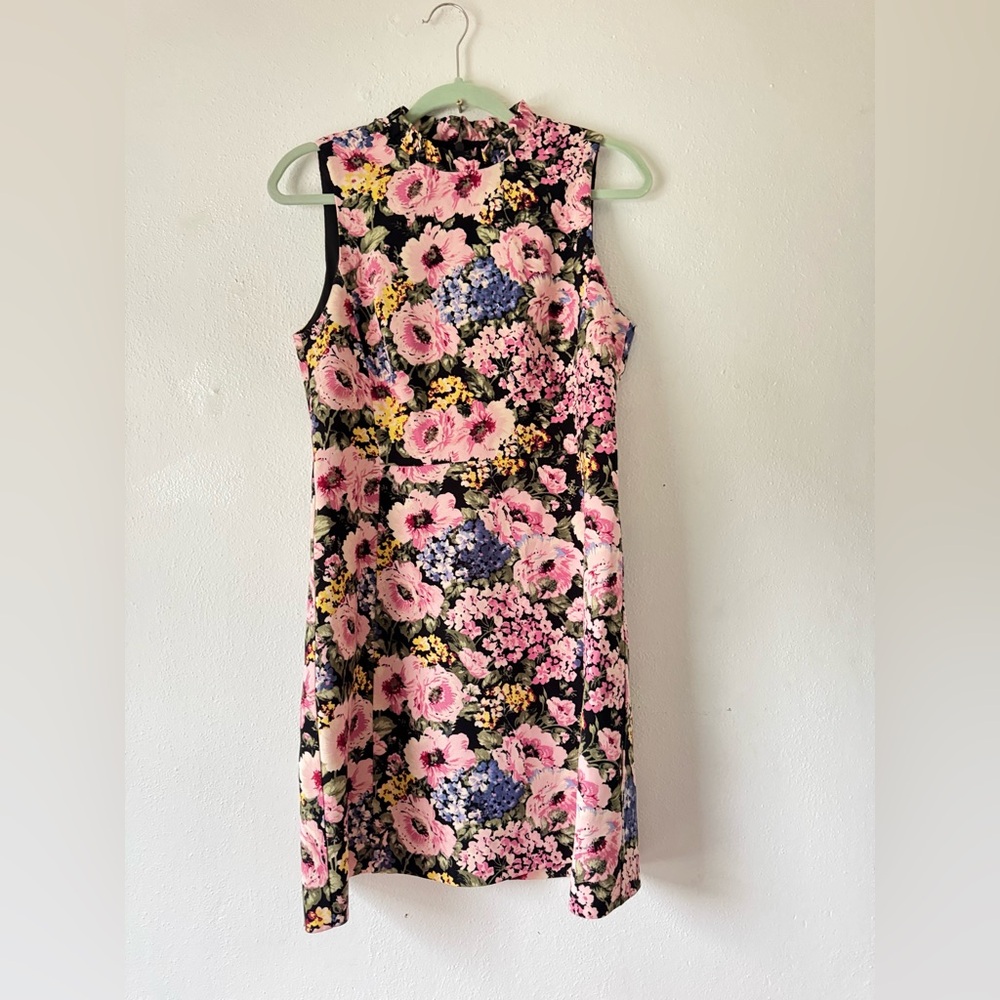 Rebecca Taylor Lavinia Floral-print Hydrangea Ruffle Dress In Black Cameo Pink - Picture 4 of 16
